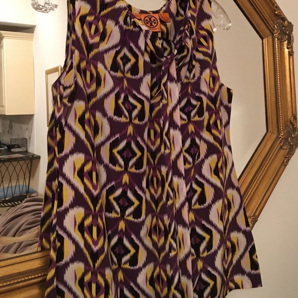 TORY BURCH 100% silk IKAT sleeveless tie blouse - Picture 2 of 4